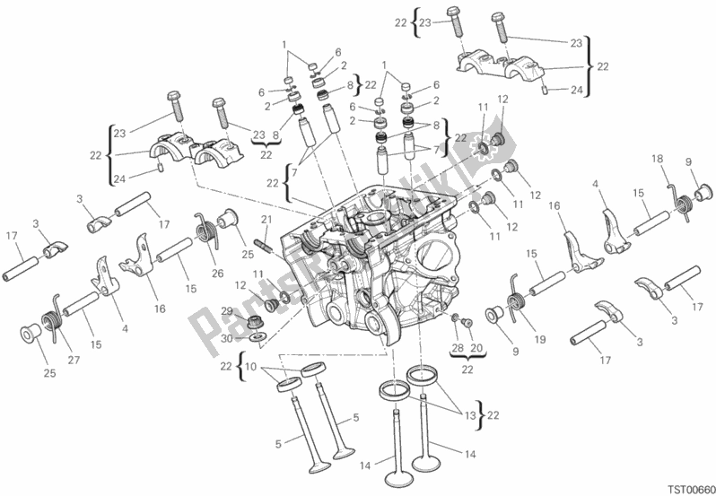 All parts for the Vertical Cylinder Head of the Ducati Multistrada 950 S Touring 2019